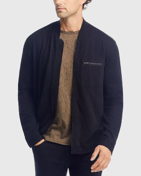 John Varvatos Webster Zip Front Shirt - Black