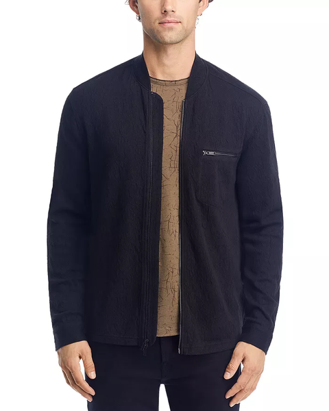 John Varvatos Webster Zip Front Shirt - Black
