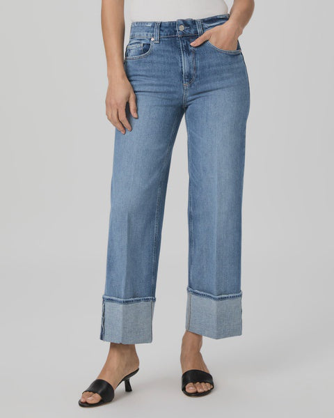 Paige Sasha Hi-Rise Wide Leg Ankle Jean w Cuff in Poet