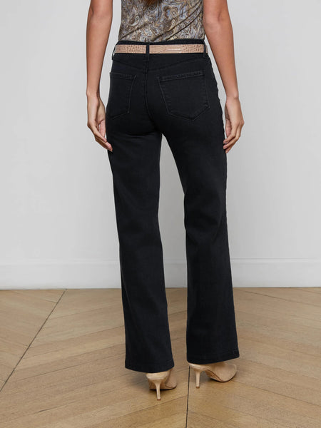 L'AGENCE Scottie Hi Rise Wide Leg jean in Washed Black