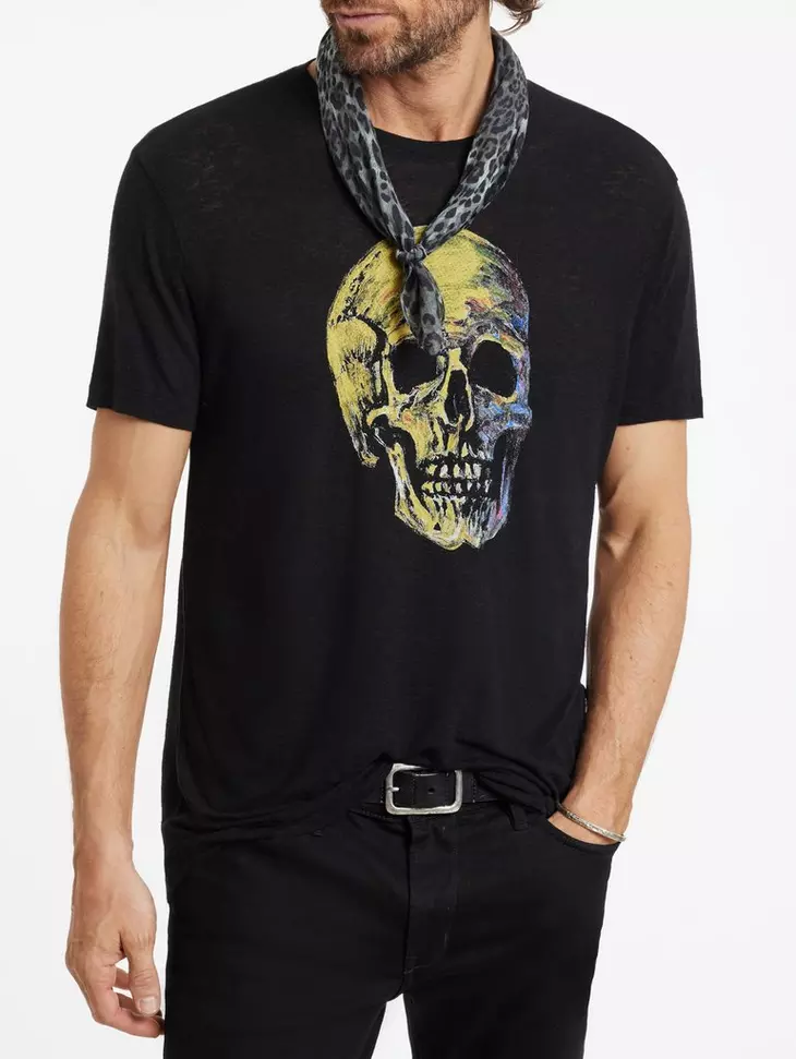 John Varvatos Painted Skull Tee - Black