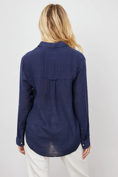 Rails Ellis Cotton Gauze L/S Solid in Indigo