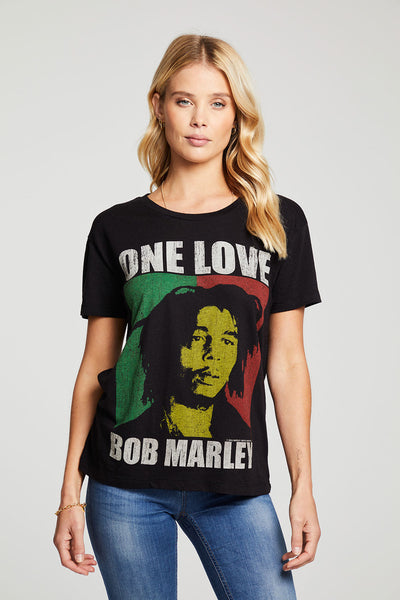 Chaser One Love Marley Bella Jersey SS Tee True Blk