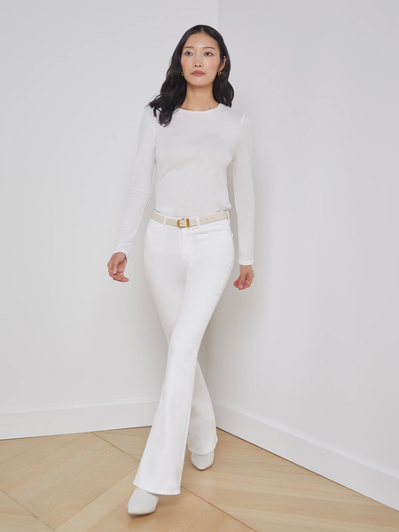 L'AGENCE Tess Long Sleeve Crewneck in White