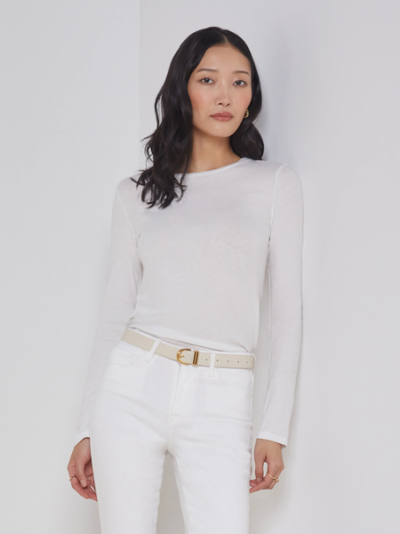 L'AGENCE Tess Long Sleeve Crewneck in White