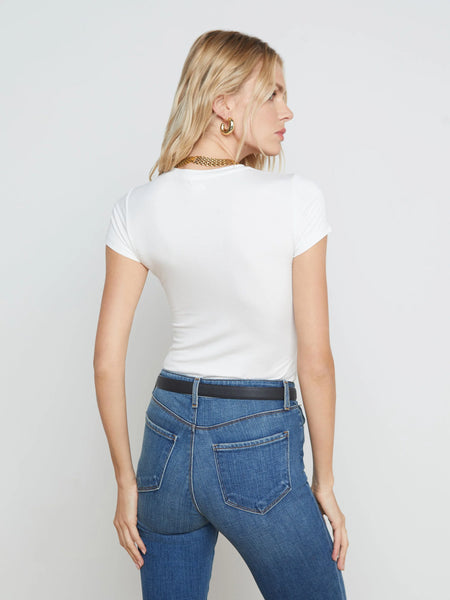 L'AGENCE Ressi Crew Neck Short Sleeve Tee in White