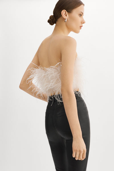 LAMARQUE Zaina Feather Bustier in Bone