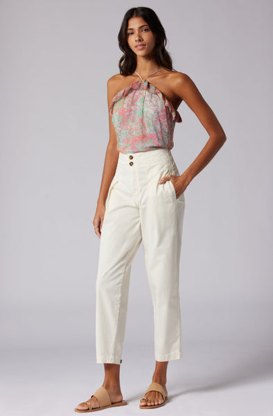 Joie Britta silk halter tank green briar multi