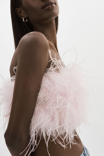 LAMARQUE Zaina Feather Bustier in Pink Parasol