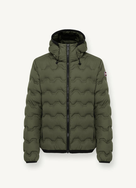 COLMAR Hooded Wavy Quilted Down Jacket - Bush