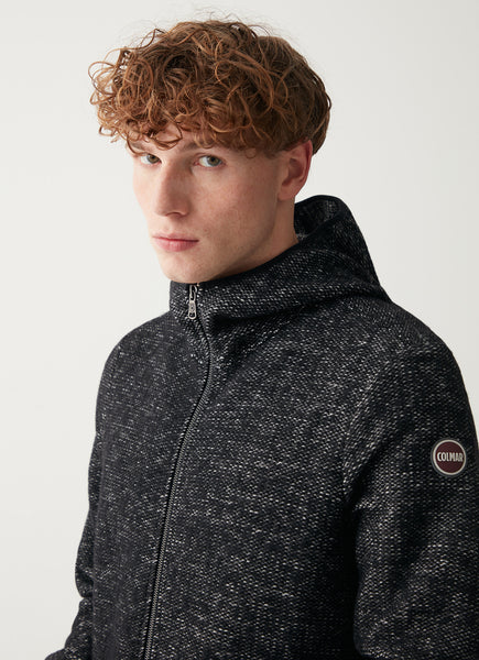 COLMAR Hooded Wool Knit Sweatshirt - Black Melange