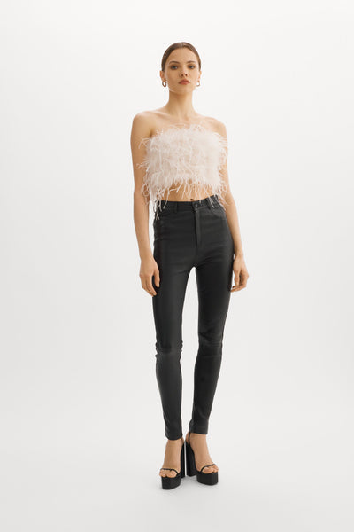 LAMARQUE Zaina Feather Bustier in Bone