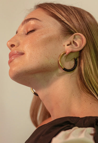 SOKO Karamu Horn Hoop Earring in Gold/Black