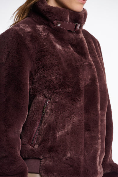 RINO & PELLE Ambra Short Faux Fur Jacket in Chocolate Bean