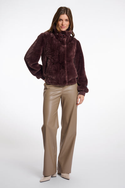 RINO & PELLE Ambra Short Faux Fur Jacket in Chocolate Bean