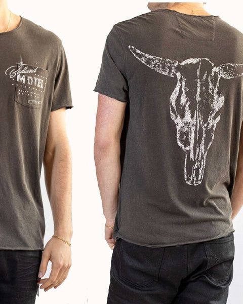 John Varvatos BADLANDS SKULL Tee - Charcoal