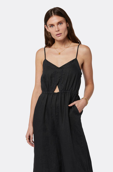 Joie Maisie strappy linen jumpsuit in caviar