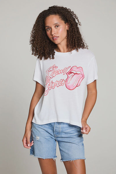 Chaser Rolling Stones Painterly Tongue Logo Tee White
