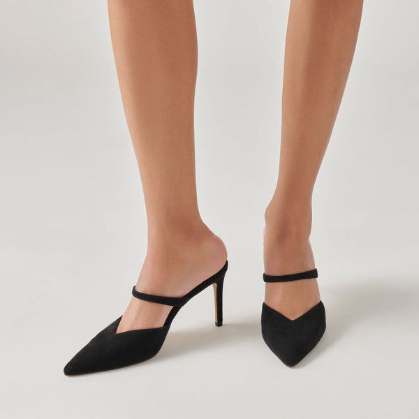 dolce vita kanika pointed toe heel in onyx suede