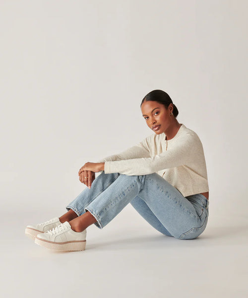 Dolce Vita Tiger Sneaker in White Leather