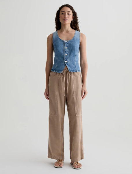 AG Nina linen blend pull on pant in simple taupe