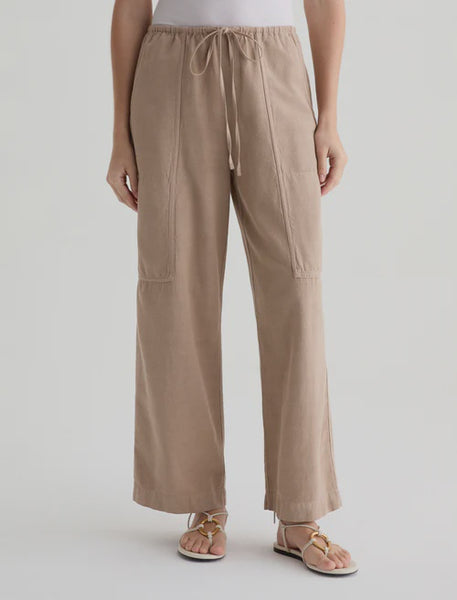 AG Nina linen blend pull on pant in simple taupe