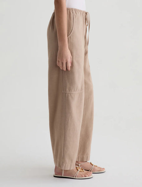 AG Nina linen blend pull on pant in simple taupe