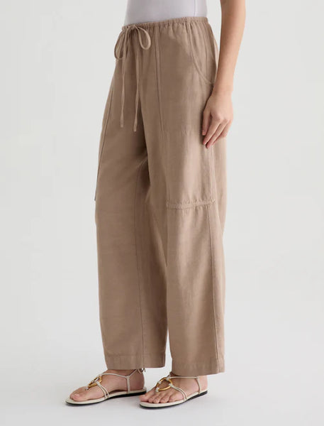 AG Nina linen blend pull on pant in simple taupe