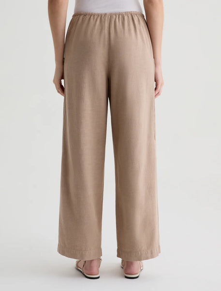 AG Nina linen blend pull on pant in simple taupe