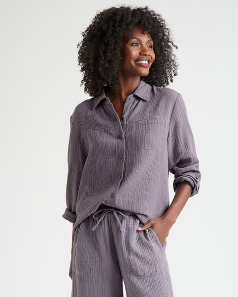 Splendid Kit Gauze Shirt in Oyster