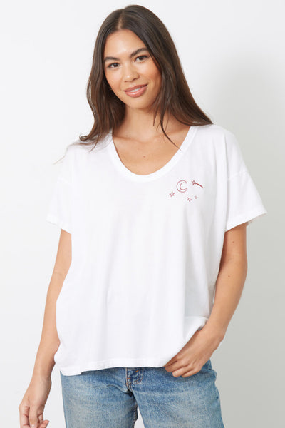 goodhYOUman Raya Moon & Stars Tee in Optic White