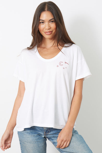 goodhYOUman Raya Moon & Stars Tee in Optic White
