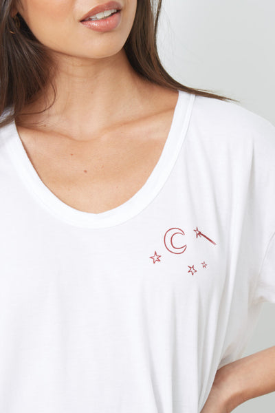goodhYOUman Raya Moon & Stars Tee in Optic White