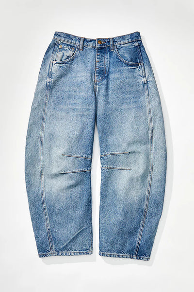 Free People Good Luck Mid Rise Barrel Jean in Ultra Light
