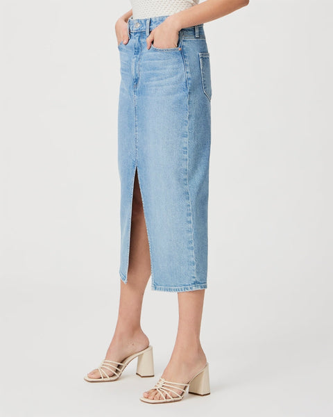 Paige Angela Midi Front Slit Skirt in Ysabel