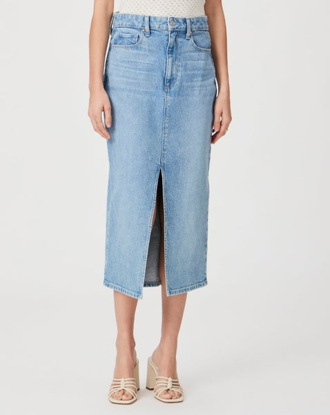 Paige Angela Midi Front Slit Skirt in Ysabel