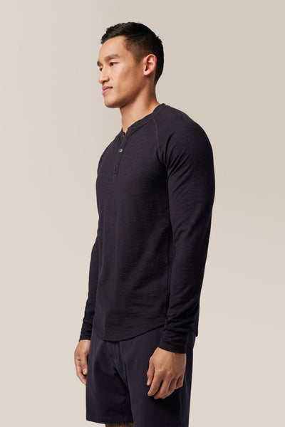 Good Man Brand LS Henley Soft Slub Jersey - Black