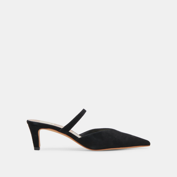 dolce vita kanika  pointed toe mid heel in onyx suede