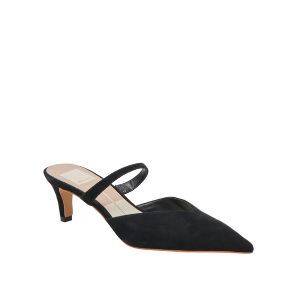 dolce vita kanika  pointed toe mid heel in onyx suede