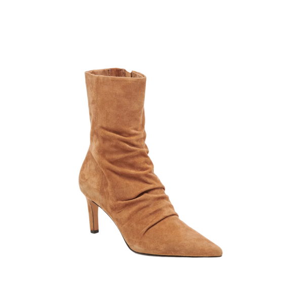 dolce vita Fernly gathered pointed toe boot pecan suede