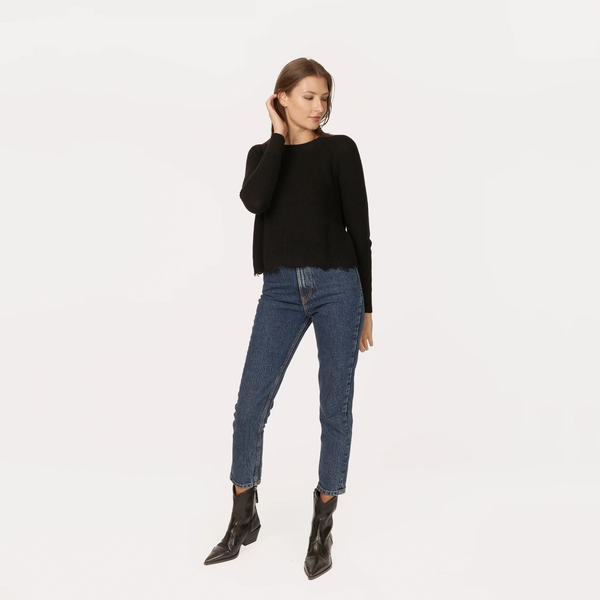 autumn cashmere distressed scallop shaker in black
