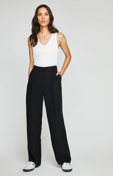 Gentle Fawn Lottie Pleat Front Pant in Black