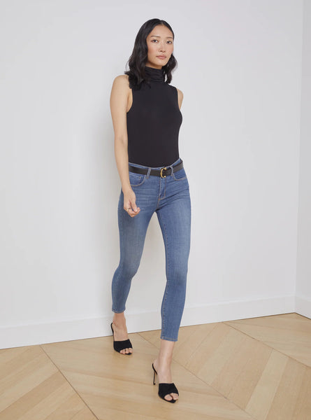 L'AGENCE Ceci Sleeveless Luxe Turtleneck in Black