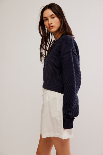 Free People Lila Cotton Blend Cardigan in Sky Captain