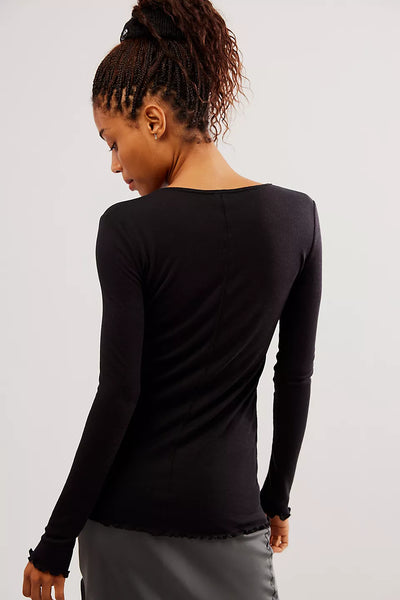 Free People Long Nights Layering Top in Black