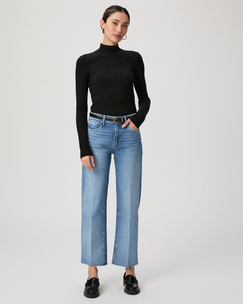 Paige Leenah Ankle Sleek Wide Leg Raw Hem in Walk of Fame