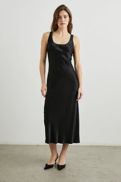Rails Kailani Satin Crepe Sleeveless Dress in Black
