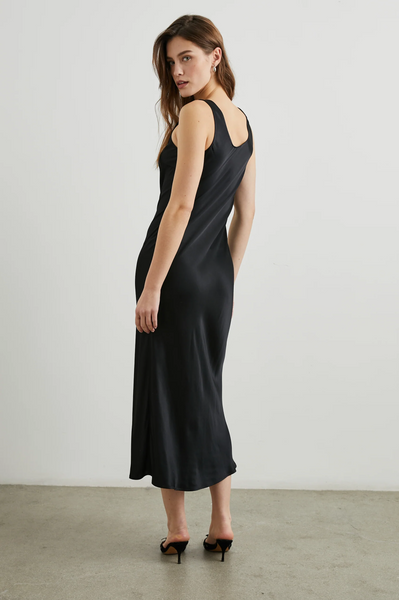 Rails Kailani Satin Crepe Sleeveless Dress in Black