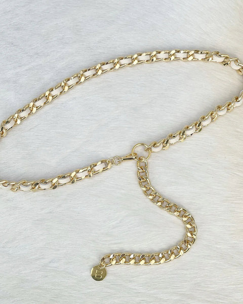 Brave Doone Chain belt woven marble nappa leather/gold