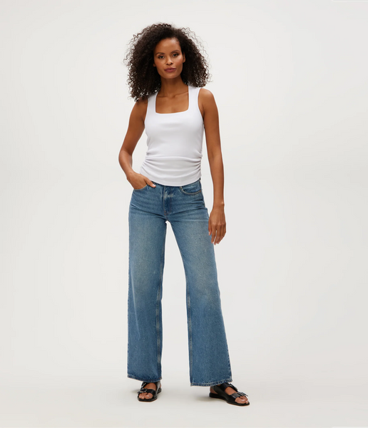 michael stars Maribel square neck tank top in white